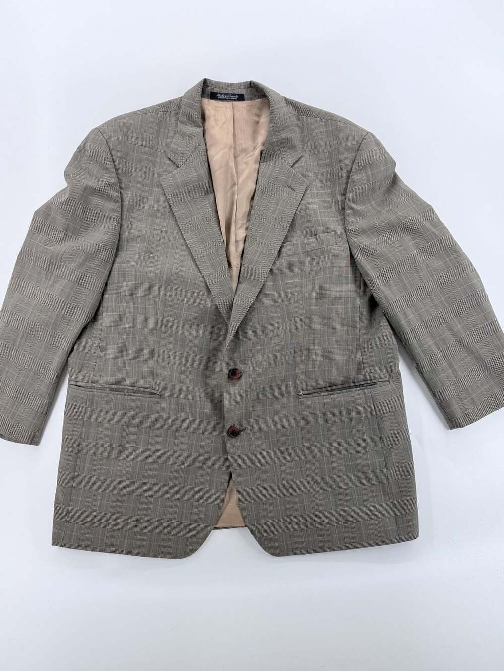 Polo University Club Blazer Size 44R Gray Plaid Wool Two Button Jacket